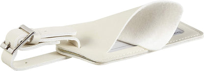 Blue Marble Effect Luggage Leather tag in White