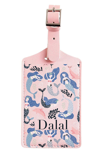 Mermaid Leather Luggage Tag in Pink