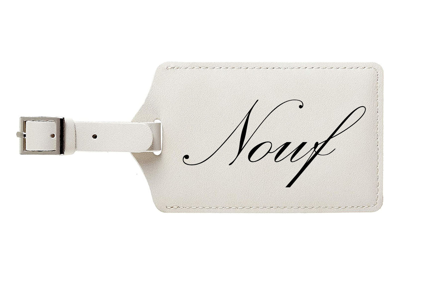 English Name Luggage Leather Tag in White