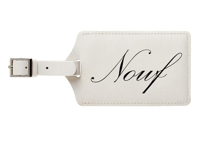 English Name Luggage Leather Tag in White