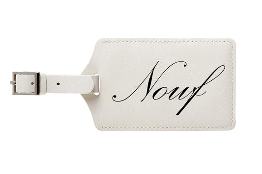 English Name Luggage Leather Tag in White